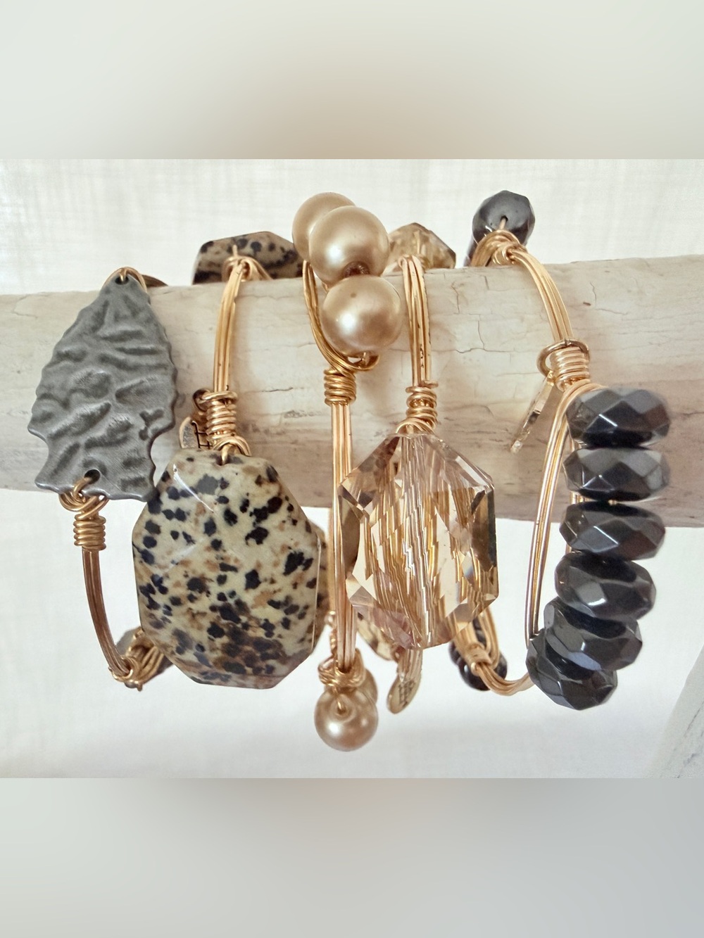Bourbon & Bowties 5-Pc Curated Stack • Pearl, Jasper, Crystal & Hematite